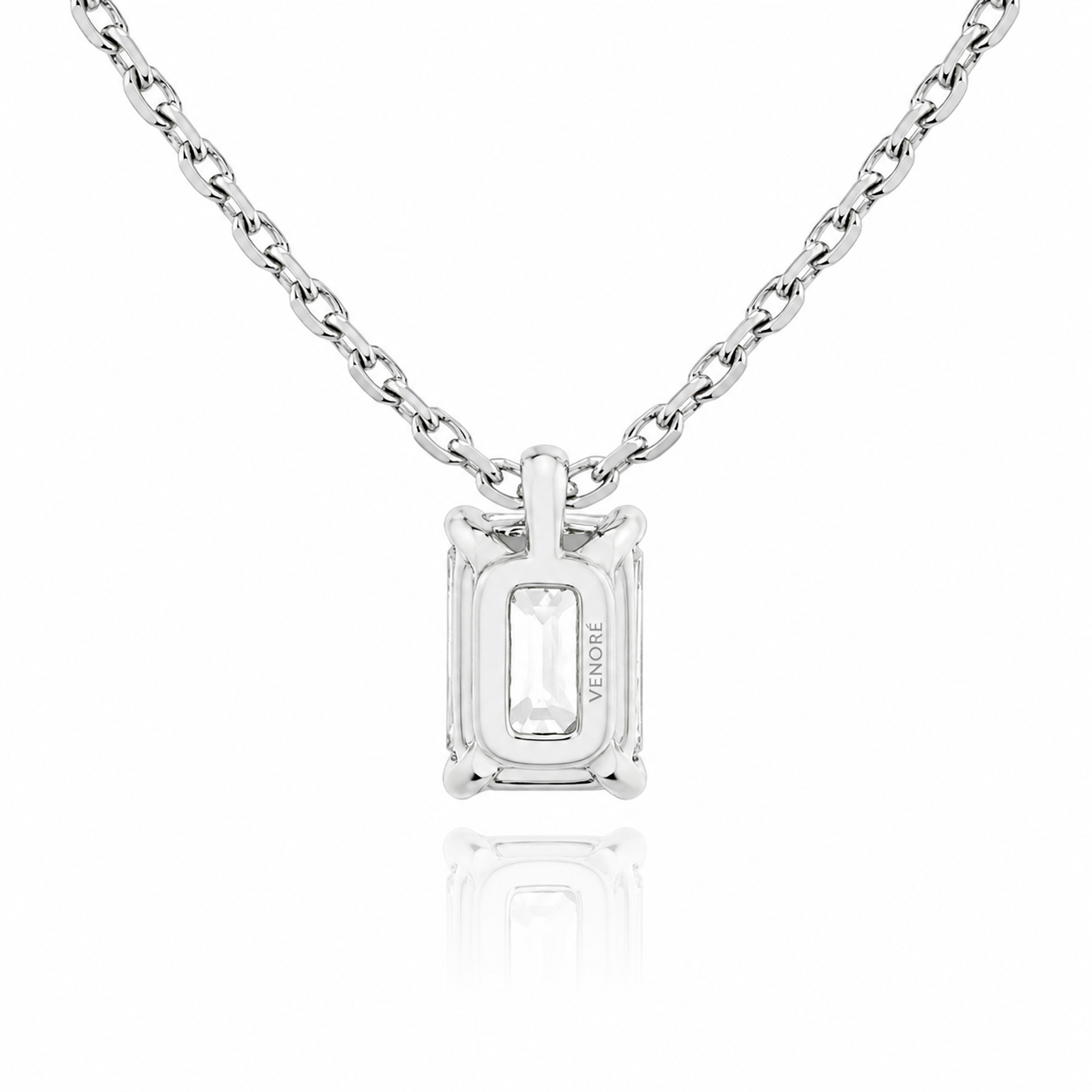 Emerald Cut Solitaire Lab Grown Diamond Pendant With Chain ✧ 1-4 Carat