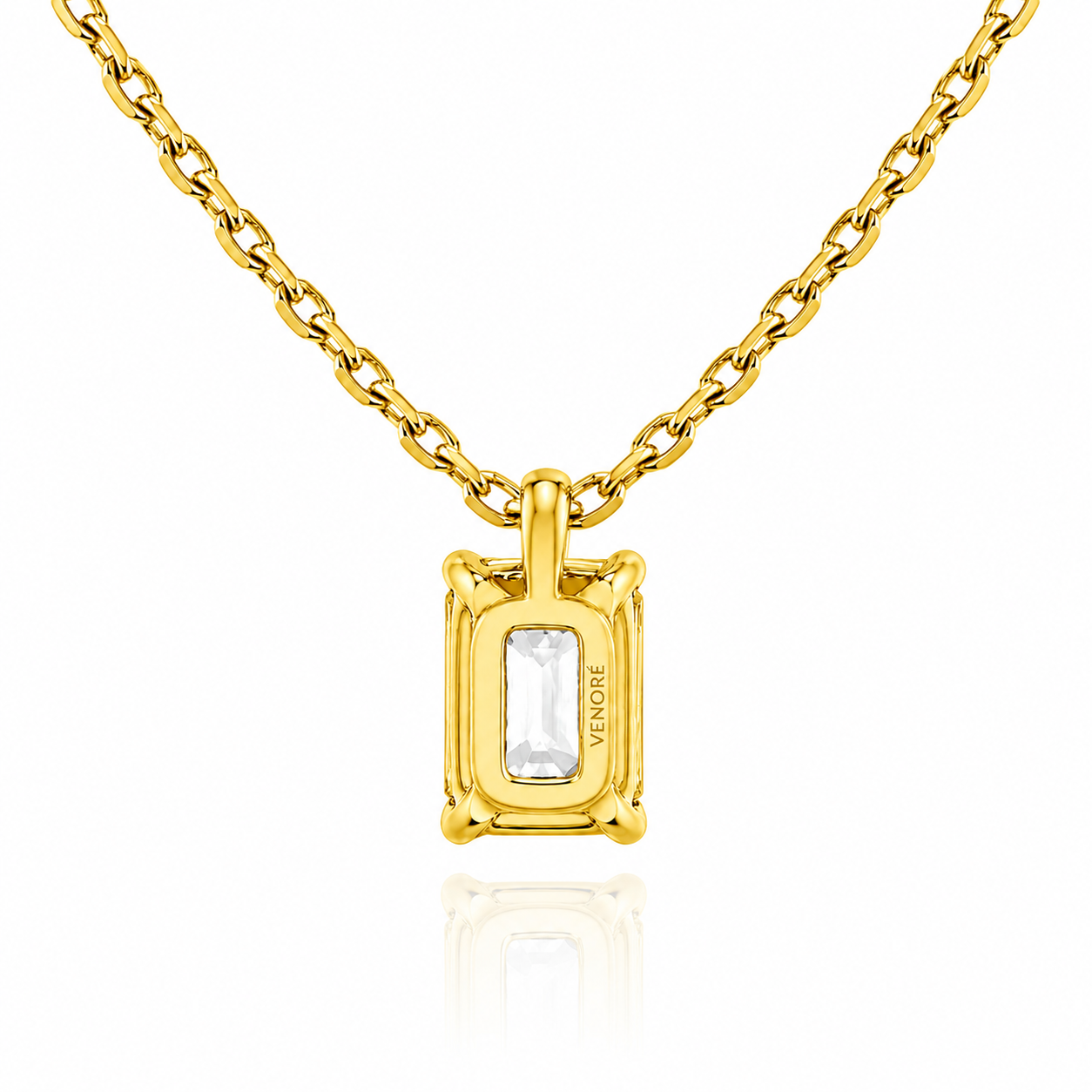 Emerald Cut Solitaire Lab Grown Diamond Pendant With Chain ✧ 1-4 Carat