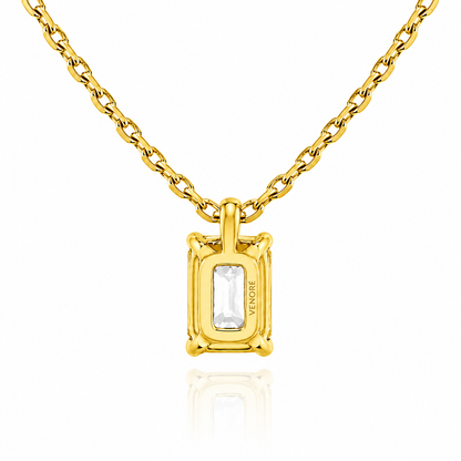 Emerald Cut Solitaire Lab Grown Diamond Pendant With Chain ✧ 1-4 Carat