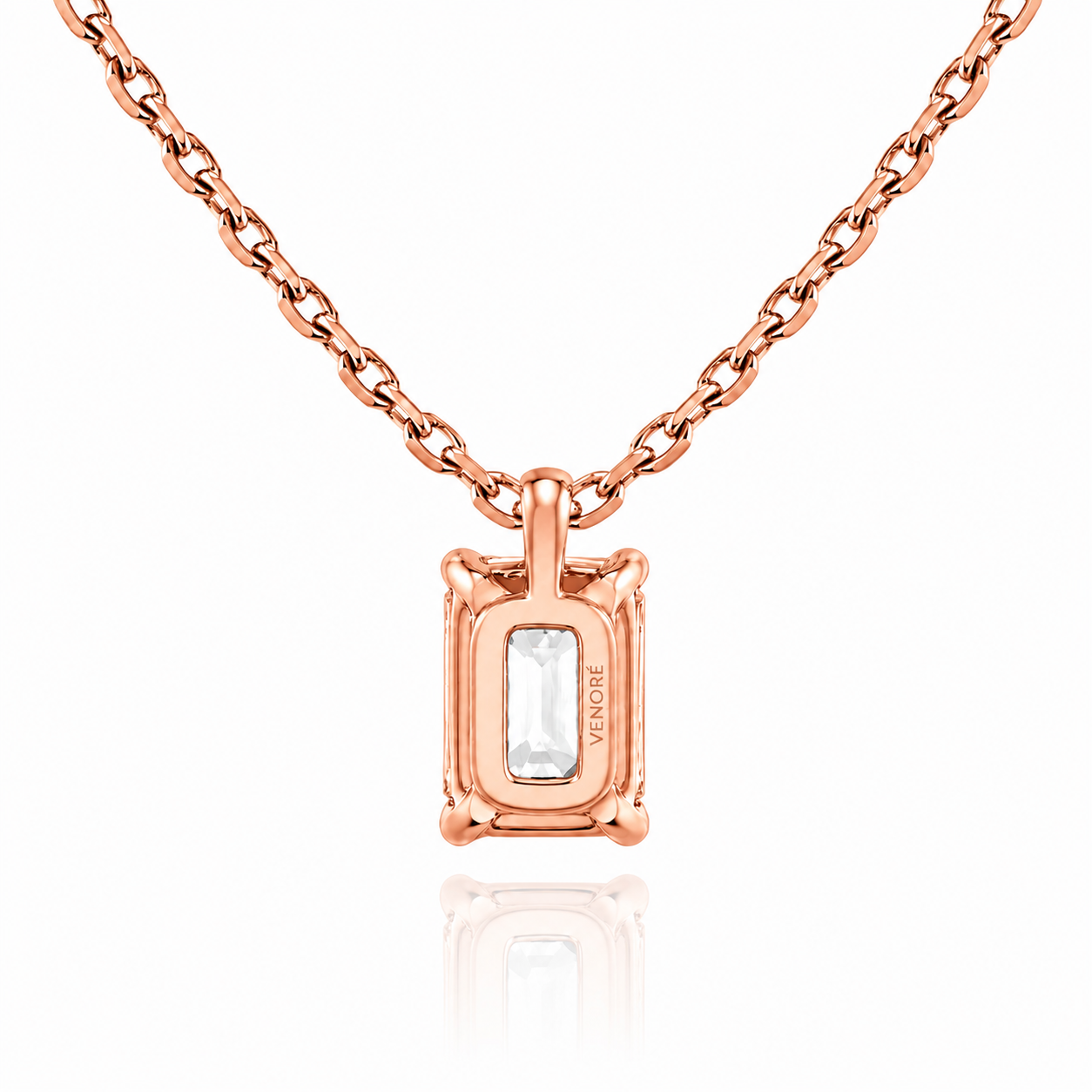 Emerald Cut Solitaire Lab Grown Diamond Pendant With Chain ✧ 1-4 Carat