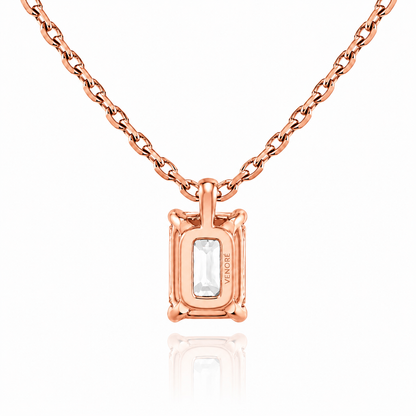 Emerald Cut Solitaire Lab Grown Diamond Pendant With Chain ✧ 1-4 Carat