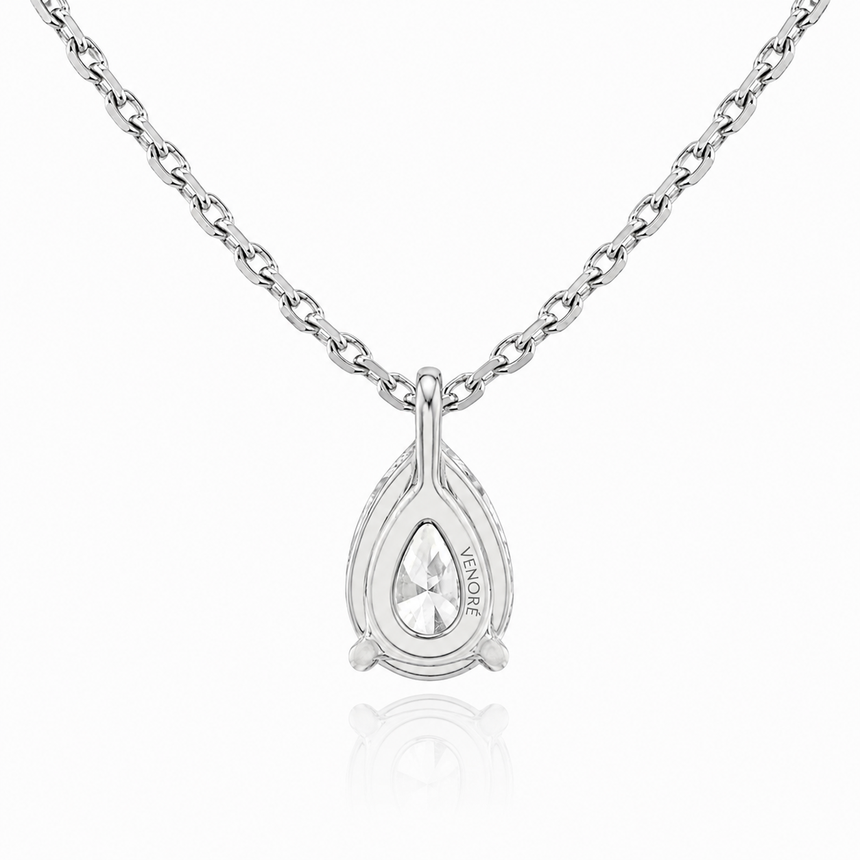 Pear Cut Solitaire Lab Grown Diamond Pendant With Chain ✧ 1-4 Carat