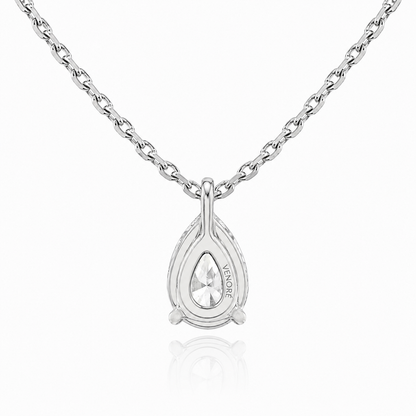 Pear Cut Solitaire Lab Grown Diamond Pendant With Chain ✧ 1-4 Carat