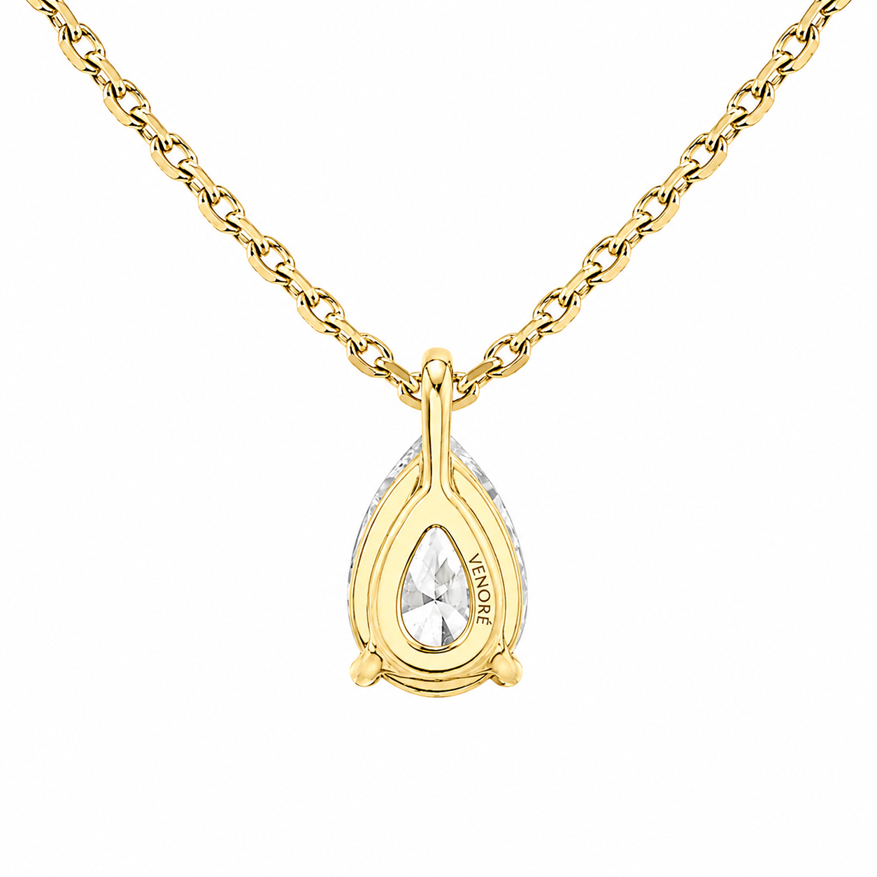 Pear Cut Solitaire Lab Grown Diamond Pendant With Chain ✧ 1-4 Carat