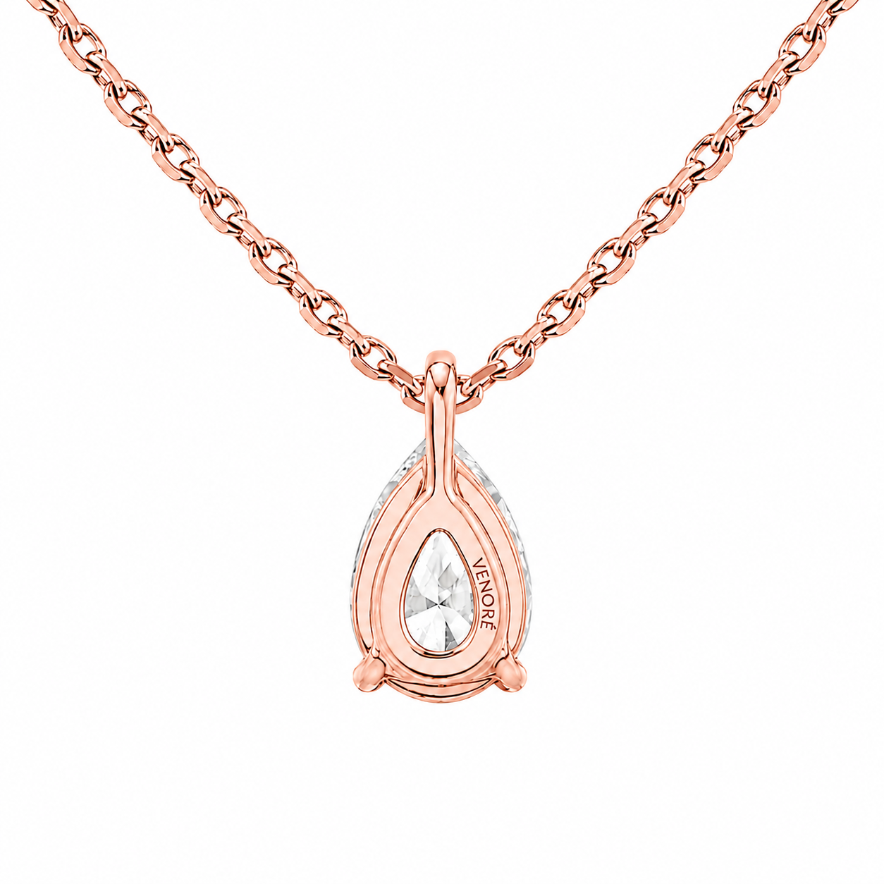 Pear Cut Solitaire Lab Grown Diamond Pendant With Chain ✧ 1-4 Carat