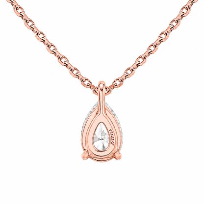 Pear Cut Solitaire Lab Grown Diamond Pendant With Chain ✧ 1-4 Carat
