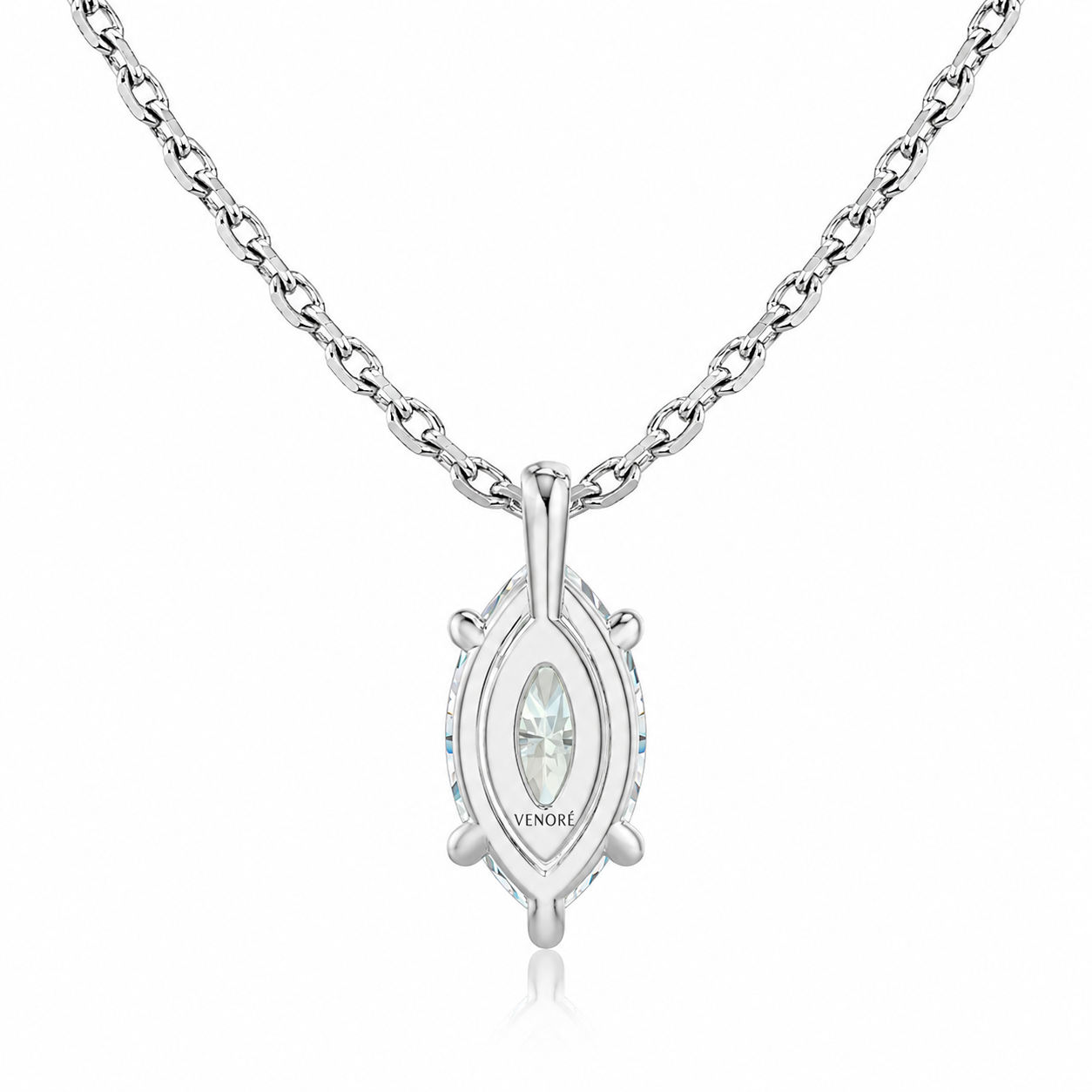 Marquise Cut Solitaire Lab Grown Diamond Pendant With Chain ✧ 1-4 Carat