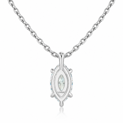 Marquise Cut Solitaire Lab Grown Diamond Pendant With Chain ✧ 1-4 Carat