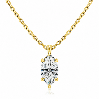 Marquise Cut Solitaire Lab Grown Diamond Pendant With Chain ✧ 1-4 Carat