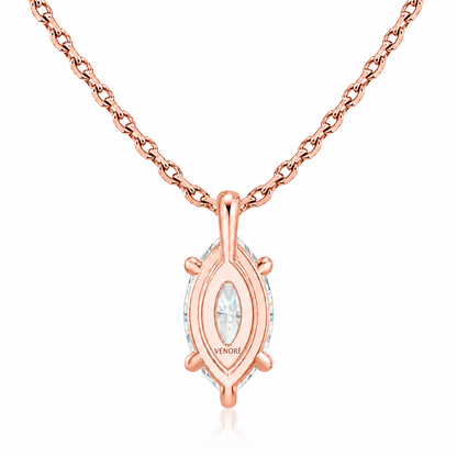 Marquise Cut Solitaire Lab Grown Diamond Pendant With Chain ✧ 1-4 Carat
