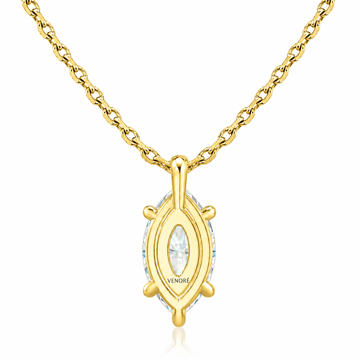 Marquise Cut Solitaire Lab Grown Diamond Pendant With Chain ✧ 1-4 Carat