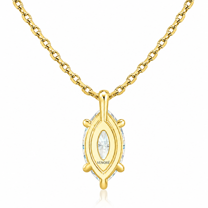 Marquise Cut Solitaire Lab Grown Diamond Pendant With Chain ✧ 1-4 Carat