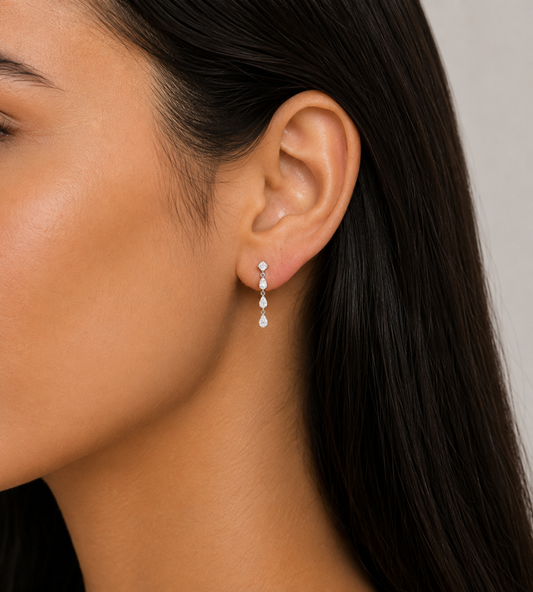 Élodie - Round Cut Lab Grown Diamond Drop Earrings ✧ 0.5 Carat