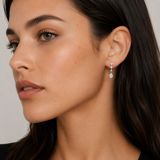 Seraphine - Round and Pear Cut Lab Grown Diamond Drop Earrings ✧ 0.5 Carat