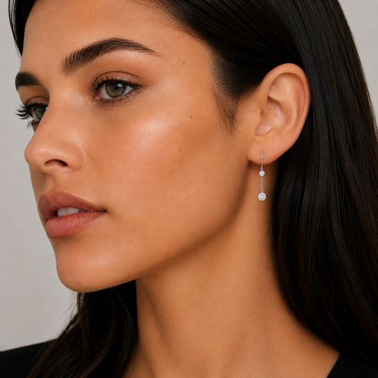 Arielle - Round Cut Bezel-Set Lab Grown Diamond Drop Earrings ✧ 0.8 Carat
