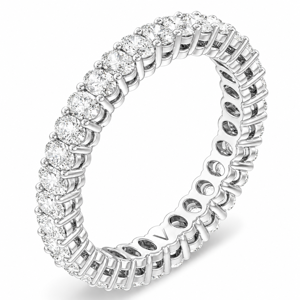 Full Eternity Ring With Shared Prong Setting Oval Cut Lab Grown Diamonds ✧ 2.5 Carat