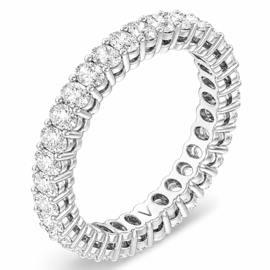 Full Eternity Ring With Shared Prong Setting Oval Cut Lab Grown Diamonds ✧ 2.5 Carat