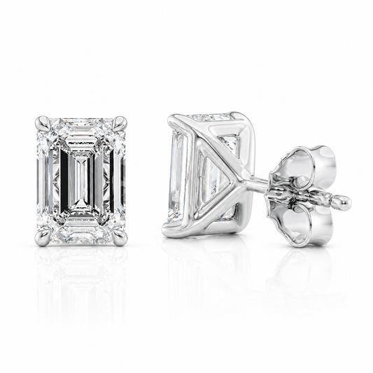 Emerald Cut Solitaire Lab Grown Diamond Earrings ✧ 1-4 Carat