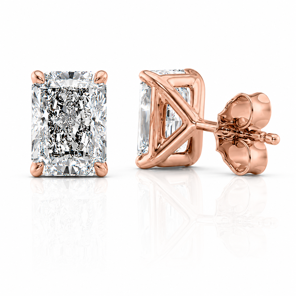 Radiant Cut Solitaire Lab Grown Diamond Earrings ✧ 1-4 Carat