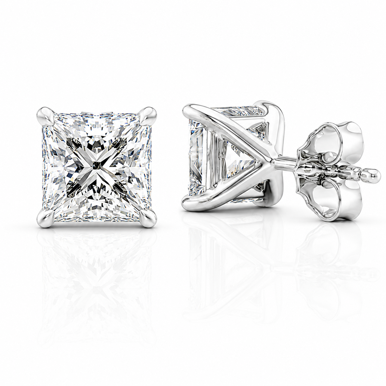 Princess Cut Solitaire Lab Grown Diamond Earrings ✧ 1-4 Carat