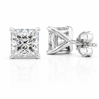 Princess Cut Solitaire Lab Grown Diamond Earrings ✧ 1-4 Carat