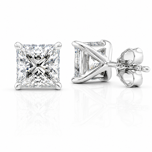Princess Cut Solitaire Lab Grown Diamond Earrings ✧ 1-4 Carat