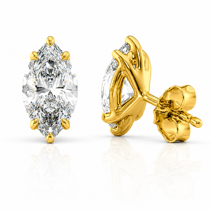 Marquise Cut Solitaire Lab Grown Diamond Earrings ✧ 1-4 Carat