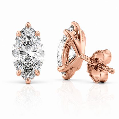 Marquise Cut Solitaire Lab Grown Diamond Earrings ✧ 1-4 Carat