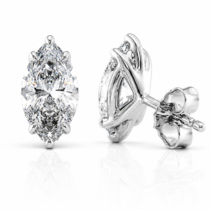Marquise Cut Solitaire Lab Grown Diamond Earrings ✧ 1-4 Carat
