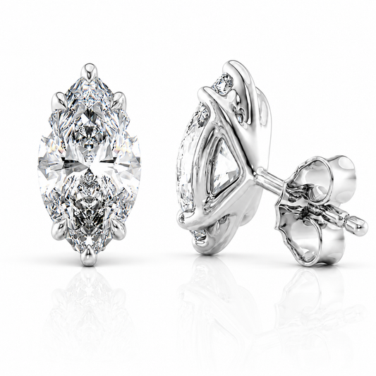 Marquise Cut Solitaire Lab Grown Diamond Earrings ✧ 1-4 Carat
