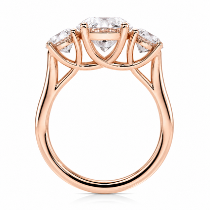 Round Cut Lab Grown Trilogy Diamond Ring With Round Side Stones ✧ 1-4 Carat