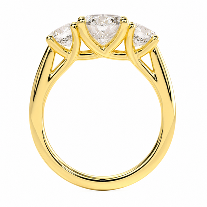 Oval Cut Lab Grown Trilogy Diamond Ring With Round Side Stones ✧ 1-4 Carat