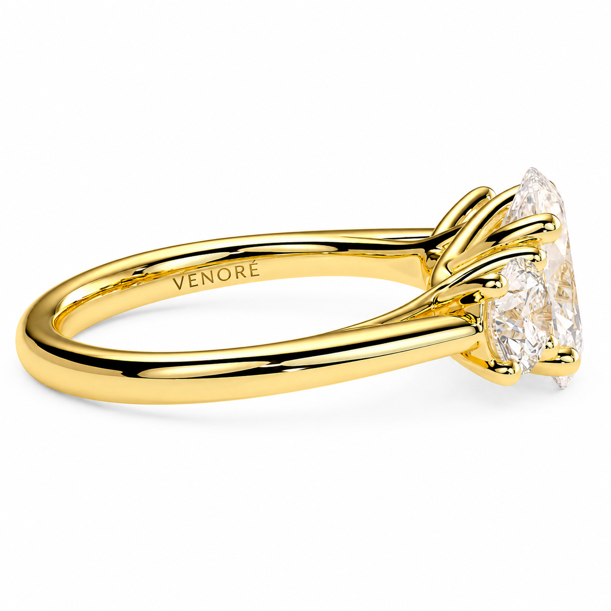 Oval Cut Lab Grown Trilogy Diamond Ring With Round Side Stones ✧ 1-4 Carat