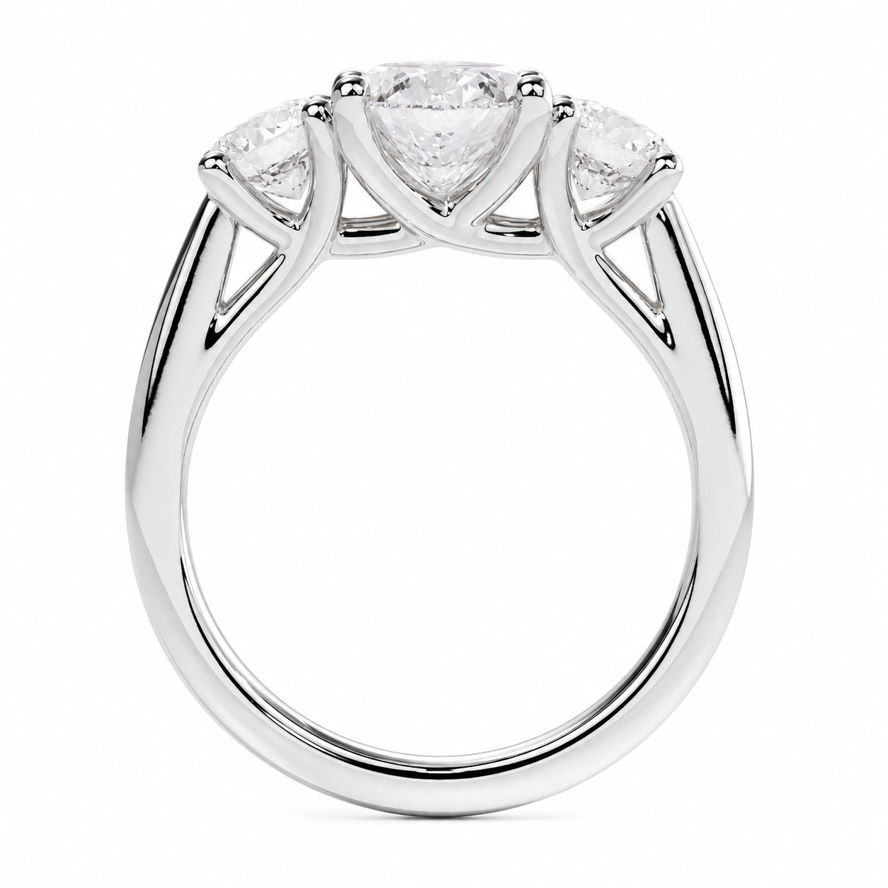 Oval Cut Lab Grown Trilogy Diamond Ring With Round Side Stones ✧ 1-4 Carat