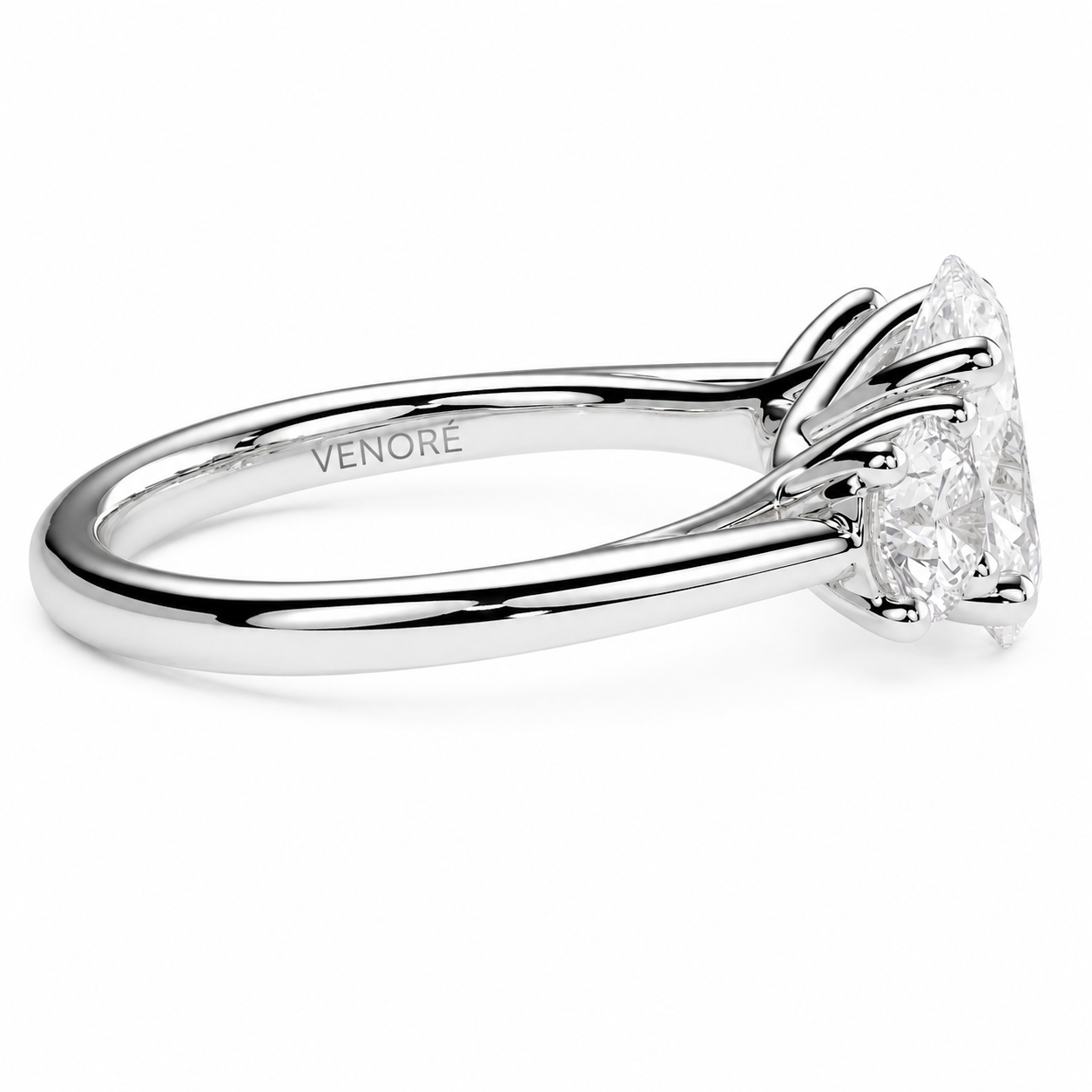 Oval Cut Lab Grown Trilogy Diamond Ring With Round Side Stones ✧ 1-4 Carat
