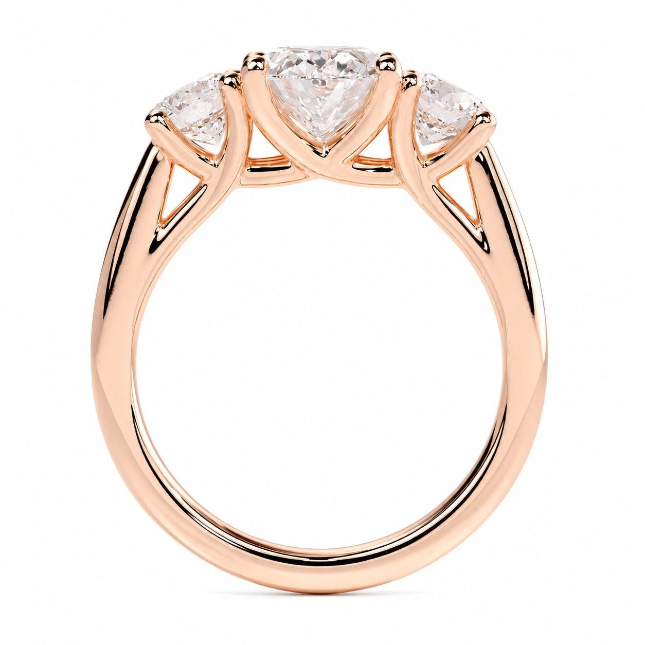 Oval Cut Lab Grown Trilogy Diamond Ring With Round Side Stones ✧ 1-4 Carat