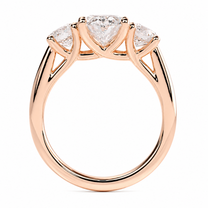 Oval Cut Lab Grown Trilogy Diamond Ring With Round Side Stones ✧ 1-4 Carat