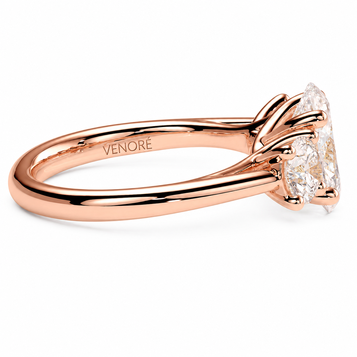 Oval Cut Lab Grown Trilogy Diamond Ring With Round Side Stones ✧ 1-4 Carat