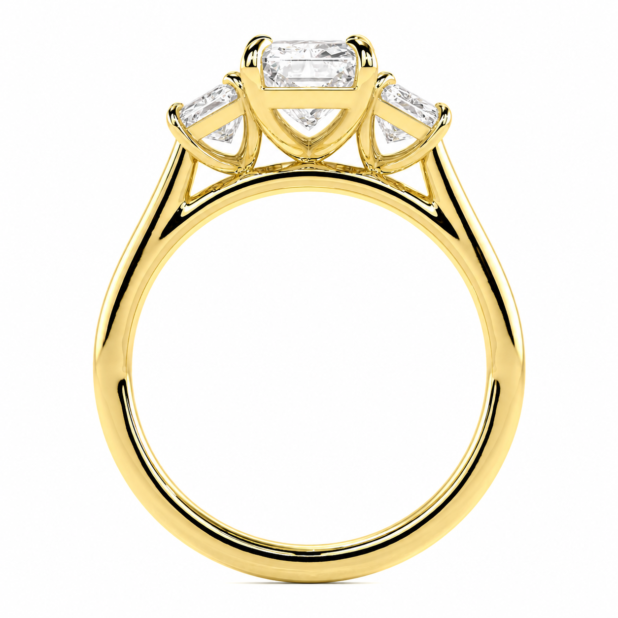 Radiant Cut Lab Grown Trilogy Diamond Ring With Radiant Cut Side Stones ✧ 1-4 Carat