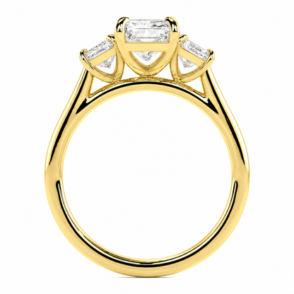Radiant Cut Lab Grown Trilogy Diamond Ring With Radiant Cut Side Stones ✧ 1-4 Carat