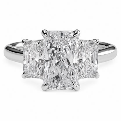 Radiant Cut Lab Grown Trilogy Diamond Ring With Radiant Cut Side Stones ✧ 1-4 Carat