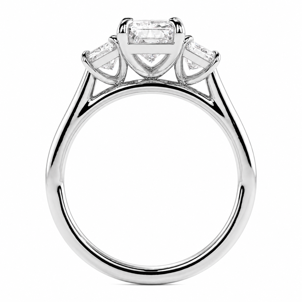 Radiant Cut Lab Grown Trilogy Diamond Ring With Radiant Cut Side Stones ✧ 1-4 Carat