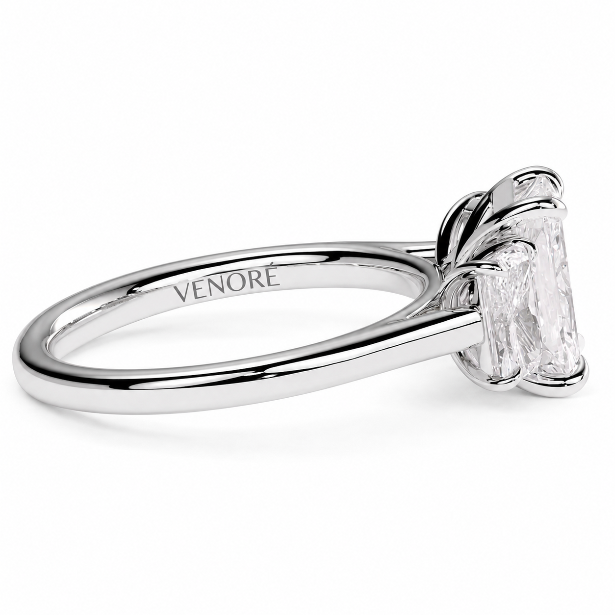 Radiant Cut Lab Grown Trilogy Diamond Ring With Radiant Cut Side Stones ✧ 1-4 Carat