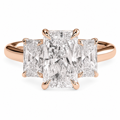 Radiant Cut Lab Grown Trilogy Diamond Ring With Radiant Cut Side Stones ✧ 1-4 Carat