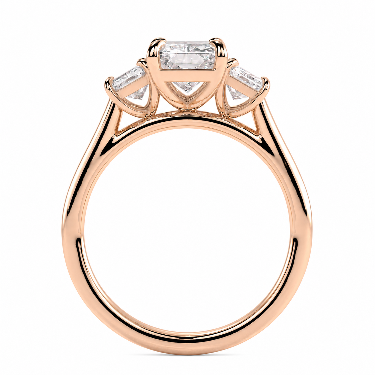 Radiant Cut Lab Grown Trilogy Diamond Ring With Radiant Cut Side Stones ✧ 1-4 Carat