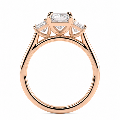 Radiant Cut Lab Grown Trilogy Diamond Ring With Radiant Cut Side Stones ✧ 1-4 Carat