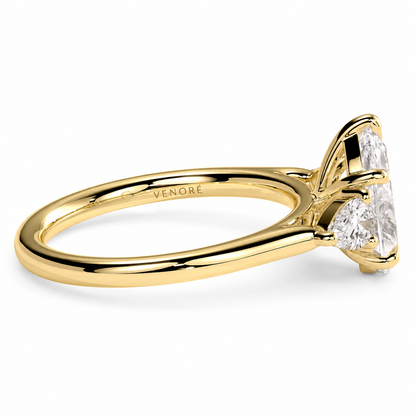 Pear Cut Lab Grown Trilogy Diamond Ring With Pear Cut Side Stones ✧ 1-4 Carat