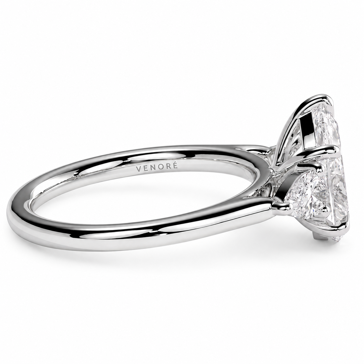 Pear Cut Lab Grown Trilogy Diamond Ring With Pear Cut Side Stones ✧ 1-4 Carat