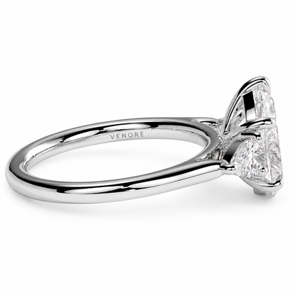 Pear Cut Lab Grown Trilogy Diamond Ring With Pear Cut Side Stones ✧ 1-4 Carat