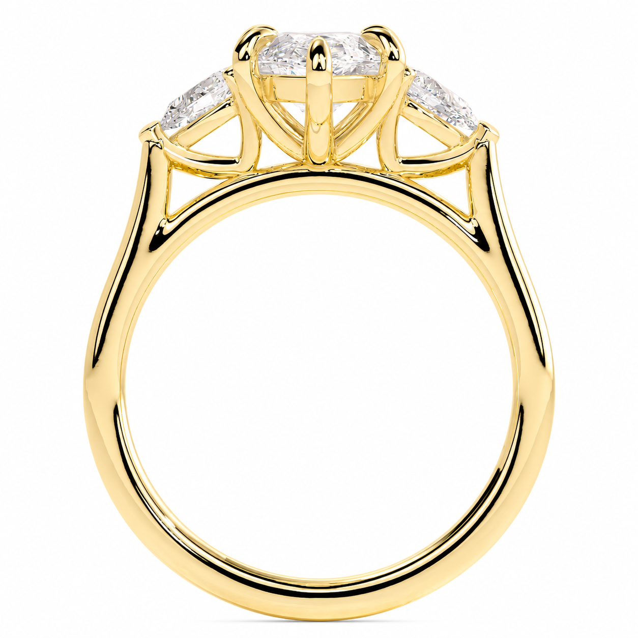 Marquise Cut Lab Grown Trilogy Diamond Ring With Pear Cut Side Stones ✧ 1-4 Carat